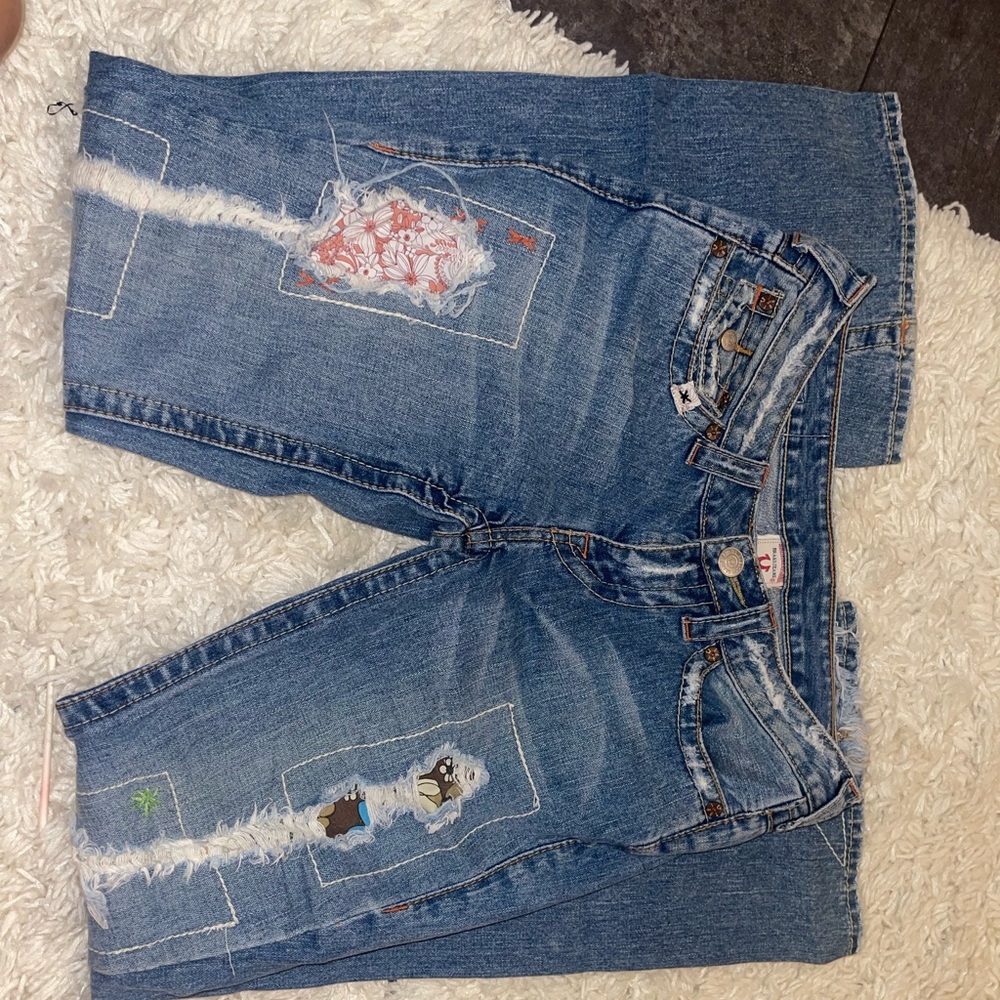 Vintage true realigning flower flared jeans